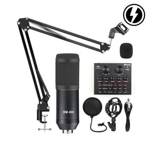 Jual PAKET KOMPLIT MIC BM800 STAND Microphone BM 800 SOUNDCARD MIXER V8