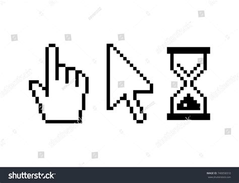 Retro Style Icons Pixel Computer Cursors Set Royalty Free Stock