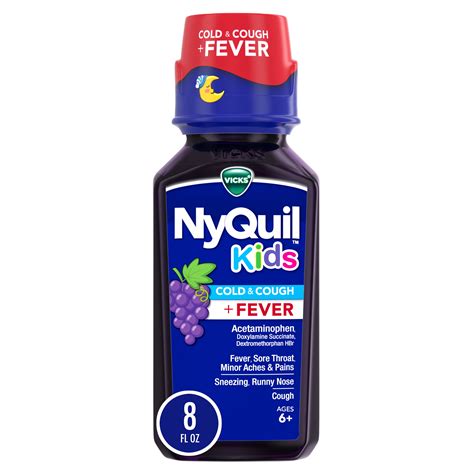 Vicks NyQuil Kids Cold and Cough Liquid, Fever Reducer + Cold Medicine
