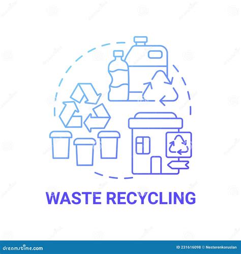 Waste Recycling Blue Gradient Concept Icon Stock Vector Illustration