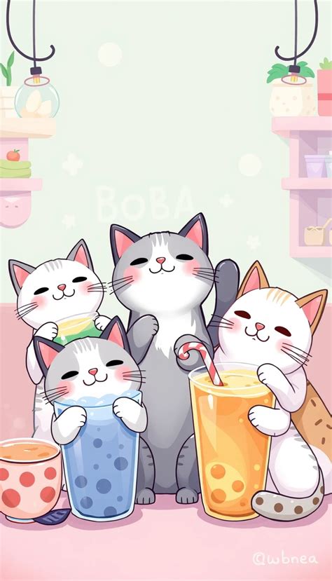 🔥 Download Cats Drinking Boba Wallpaper By Dwiggins99 Cats Drinking