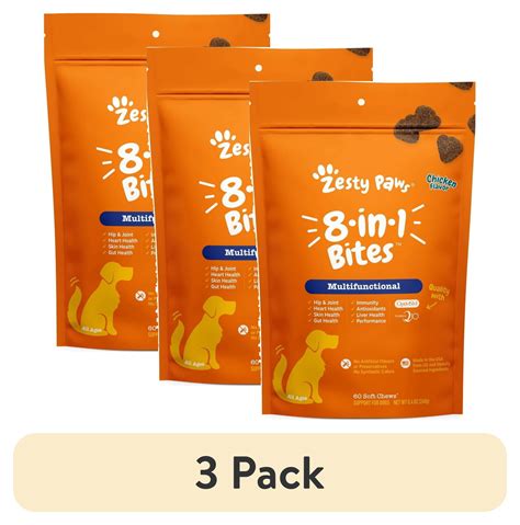 3 Pack Zesty Paws 8 In 1 Multivitamin Dry Bites For Dogs Chicken