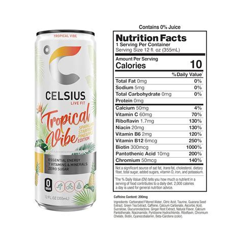 Celsius Sparkling Tropical Vibe Energy Drink 12 Fl Oz Pack Of 12