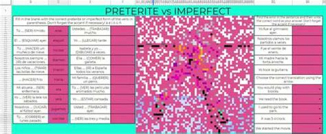 Preterite Vs Imperfect Winter Digital Mystery Picture Spanish Pixel Art