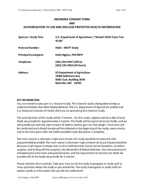 Fillable Online Us Department Of Agriculture Protocol Number Hs Fax