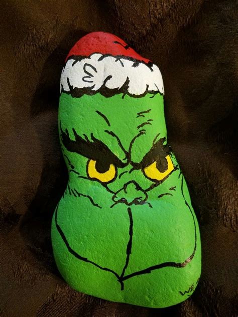 The Grinch Rock 1000 Hand Painted Rocks Hand Painted Painted Rocks