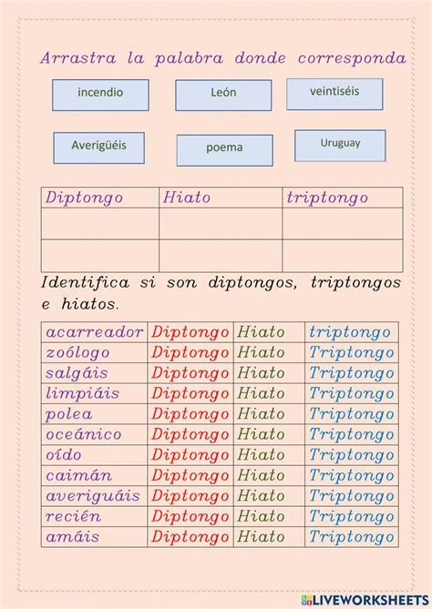 La Silaba Interactive Worksheet For Séptimo Básica Live Worksheets