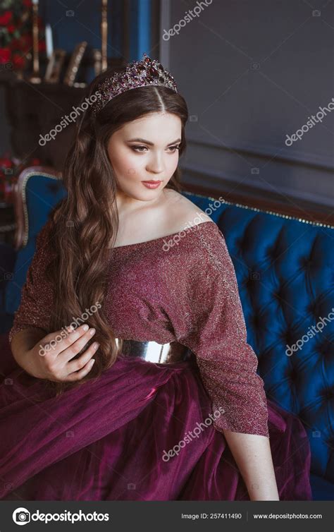 Portrait Beautiful Young Pretty Cute Woman Princess Queen Long Purple