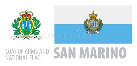 Conjunto De Vectores Del Escudo De Armas Y Bandera Nacional De San