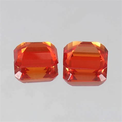 Natural Ceylon Padparadscha Sapphire Loose Radiant Cut Gemstone Pair 4