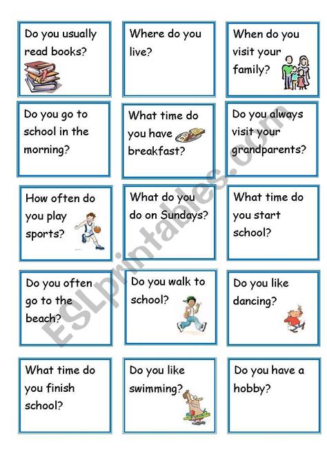 routine cards esl worksheet  maria augusta