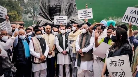 Rajya Sabha Adjourned As Opposition Protests Mps Suspension