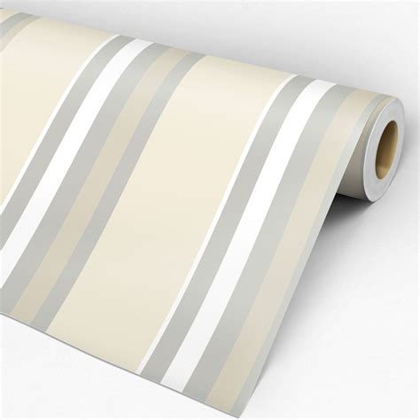 Papel de parede adesivo listrado cinza nude e branco Dcorando Adesivos para Decoração
