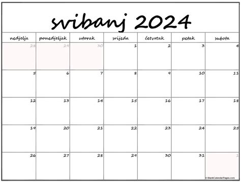 Svibanj 2024 Besplatni Kalendar Za Ispis Kalendar Svibanj