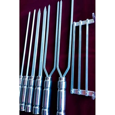 Espetos churrasco Kit 6 espetos 53 cm em alumínio suporte para