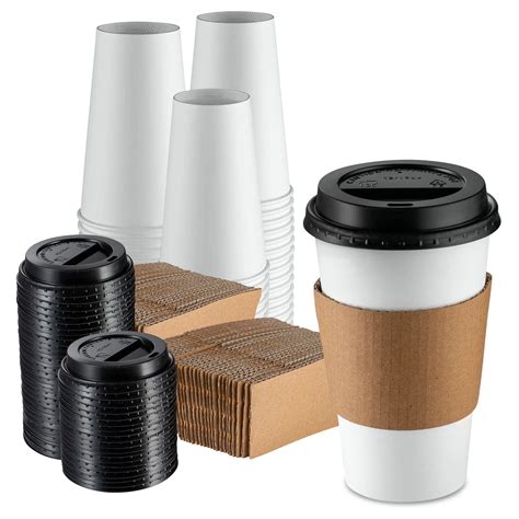 Oz Disposable Coffee Cups With Lids Sleeves Stirrers To Go