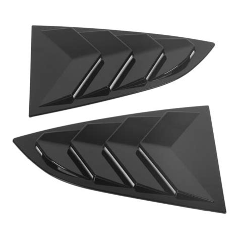 Pair Rear Window Shutter Cover Trim Glossy Black Window Louver Vent