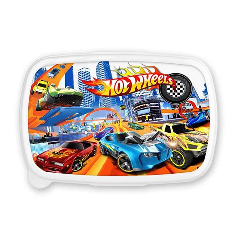 Hot Wheels Lunch Box 2 Compartments Anime Hot Games Plastic Bento Box Food Container Customize