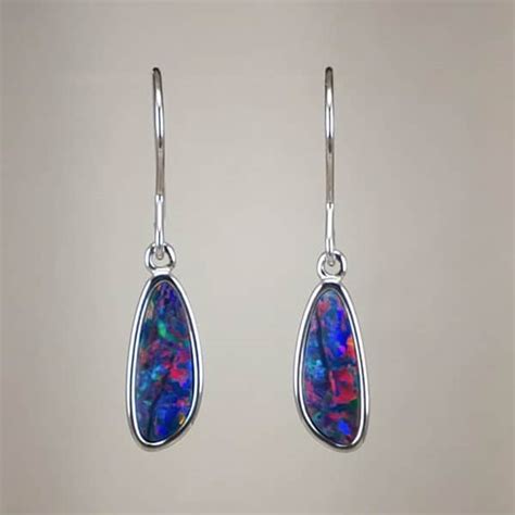 Middleton Jewlelers Australian Opal Earrings In 925 Sterling Silver