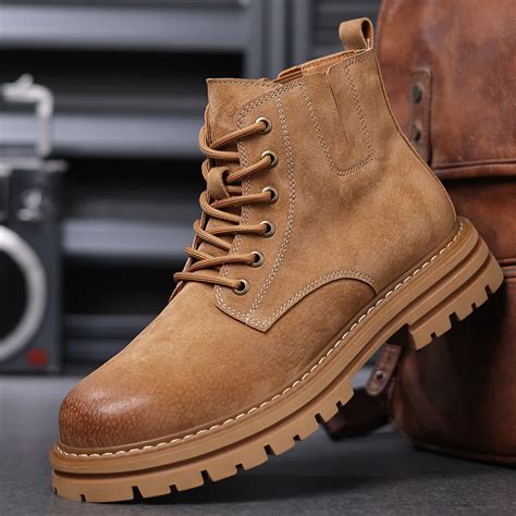 Cow Suede Leather Men Boots Casual High Top Winter Ankle Boot Men