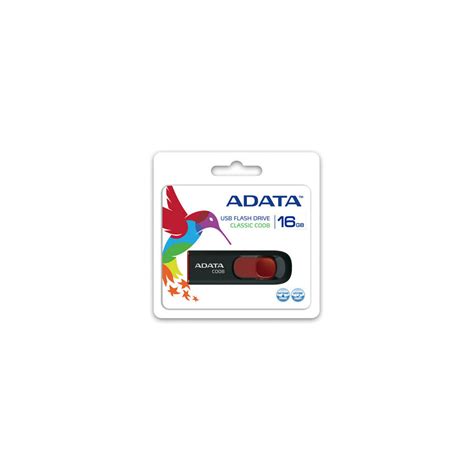 ADATA C008 unidade de memória USB 16 GB USB Type A 2 0 Preto Vermelho