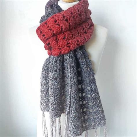 9 Free Crochet Shell Stitch Scarf Patterns For Special Occasions - Red ...