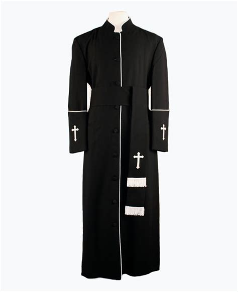 005 Mens Preacher Clergy Robe And Cincture Set In Black And White