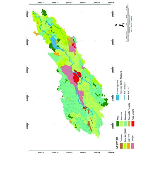 Mapa temático de uso e ocupação do solo na bacia hidrográfica do