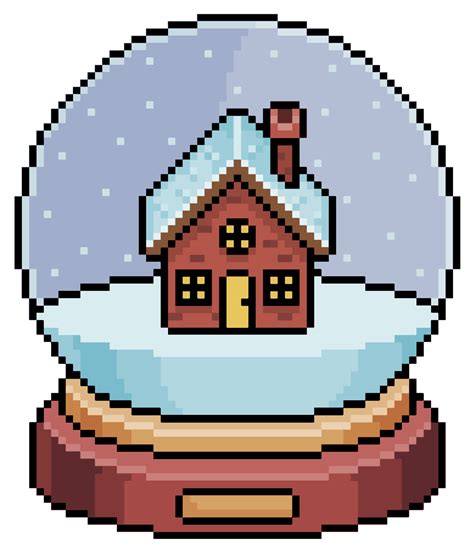 Pixel Art Snow Globe With House Vector Icon For 8bit Game On White