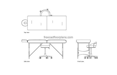 Cama de spa de esteticista Desenhos CAD grátis