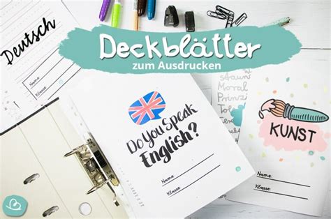 180 Deckblätter für Schule gratis PDFs zum Ausdrucken