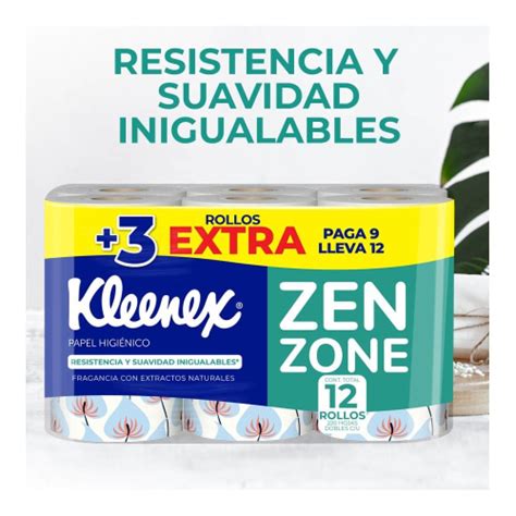 Papel higiénico Kleenex zen zone 12 rollos con 220 hojas dobles c u