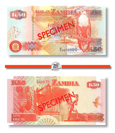 Zambia 50 Kwacha 1992 Unc Specimen