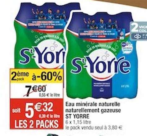 Promo Eau Minérale Naturelle Naturellement Gazeuse St Yorre chez Cora