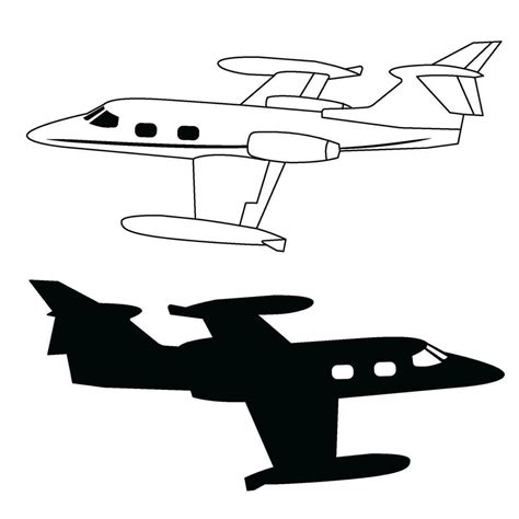 small private jet plane black and white 33172474 Vector Art at Vecteezy