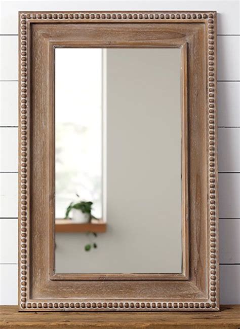 Beaded Wood Framed Wall Mirror In 2020 With Images Framed Mirror