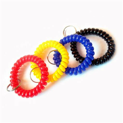 Practical Spring Wrist Coil Spiral Bracelet Stretch Key Ring Key Chain Holder Ebay