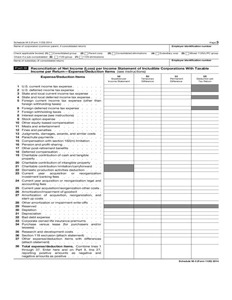 Form 1120 Schedule M 3 Net Income Reconciliation For Corporations