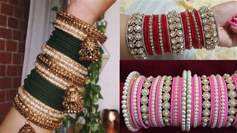 Antique Gold Pearl Bangles Set For Both Hands Punjabi Traditional