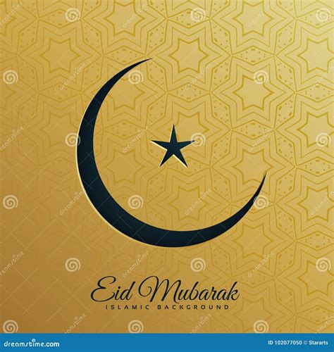 Crescent Moon And Star On Golden Background For Eid Festival Stock