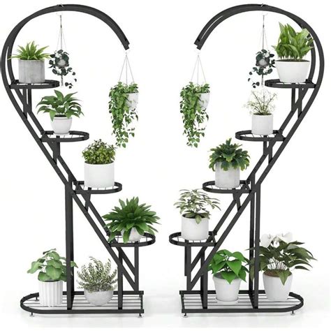 Porte Plantes M Tallique Niveaux En Forme De C Ur Tag Re Pour