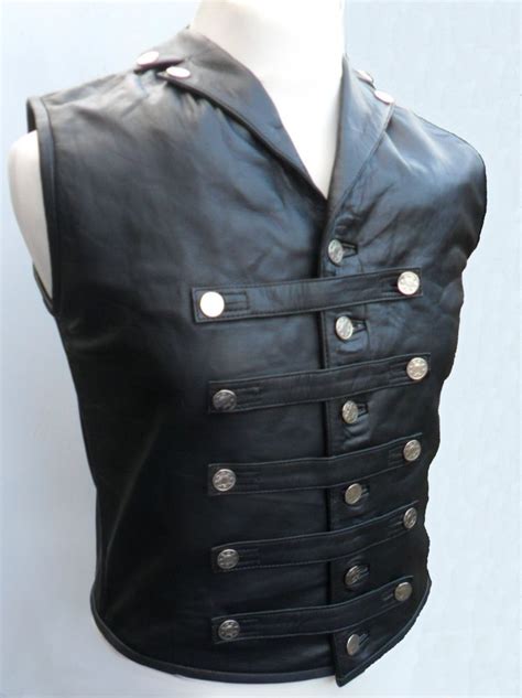 Details About Mens Leather Steel Boned Steampunk Waistcoat Vest Corset Goth Mens Leather Vest