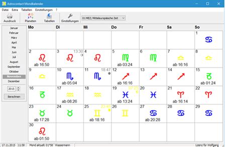 MONDKALENDER – Astrocontact Software