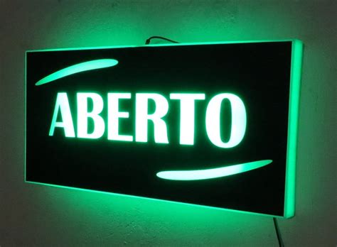 Placa Aberto Moderno Iluminada Led X Bgplasticos Madeiramadeira