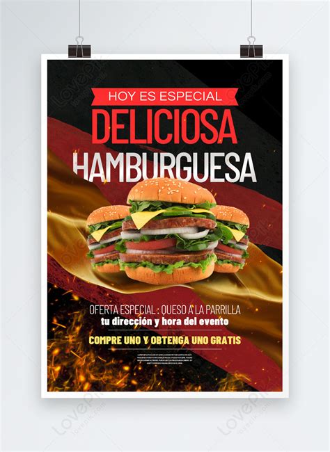 Burger Food Promotion Flyer Black Background Template Imagepicture