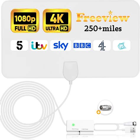 TV Aerial Indoor 250 Miles Long Range Freeview Digital TV Aerial With