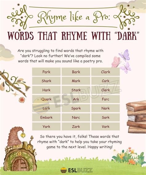 Darkly Artistic English Words That Rhyme With Dark ESLBUZZ