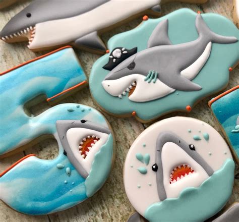 Sharks Ahoy Shark Theme Birthday Shark Cookies Shark Birthday Party