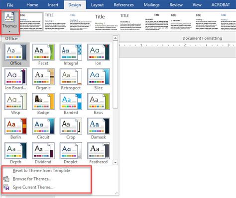 Apply Document Themes In Microsoft Office Word 2016 Wikigain