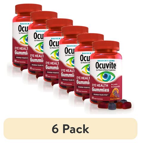 6 Pack Ocuvite Eye Vitamin And Mineral Supplement Eye Health Adult Gummies Contains Lutein